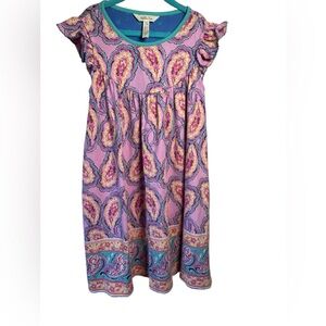 Matilda Jane Paisley Pease Pearl Dress Size 10 Preppy Lap Cotton Flutter‎ Sleeve